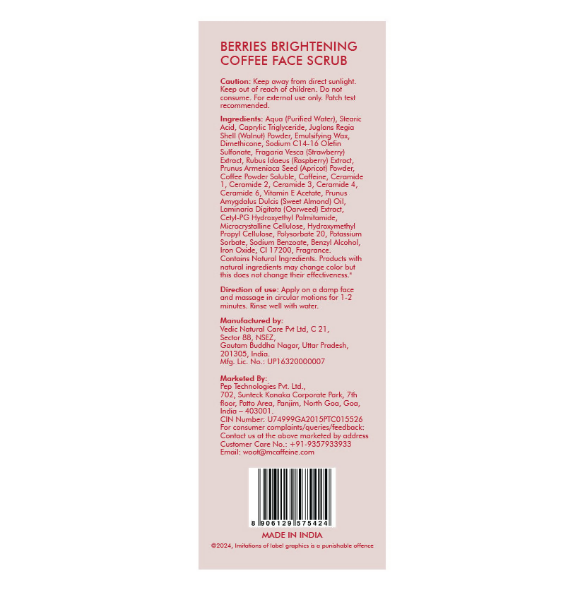 mCaffeine Berries Brightening Coffee Face Scrub - Distacart
