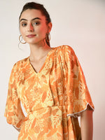 Thumbnail for Myshka Women's Yellow Printed Dress - Distacart