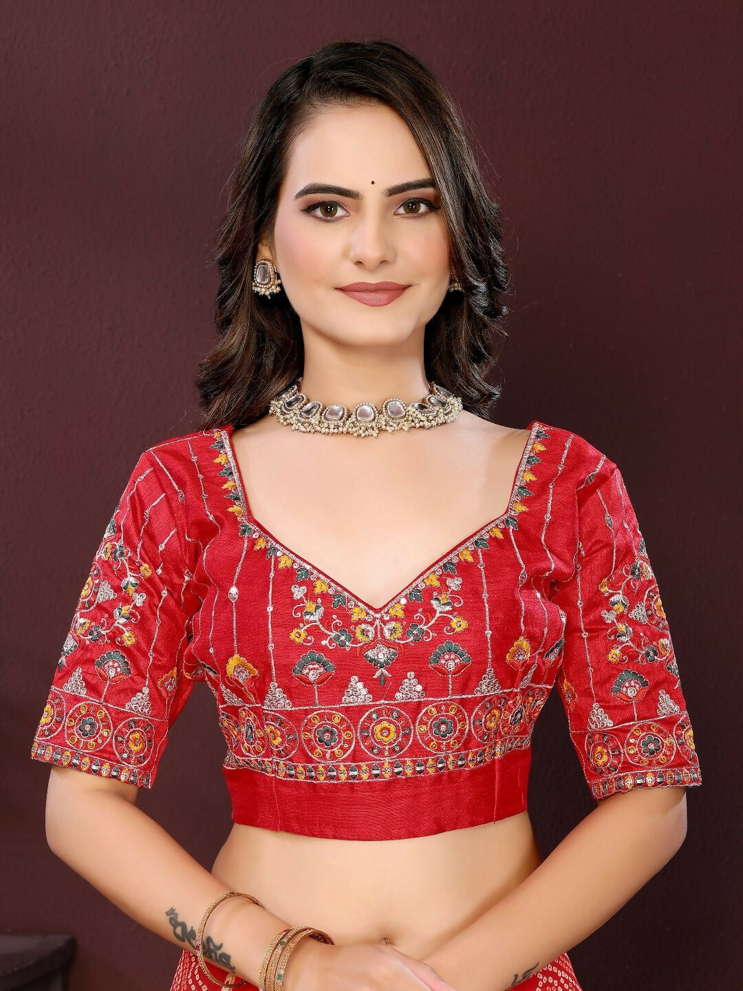 Ai Fashion Red Georgette Digital Print Party Wear Saree