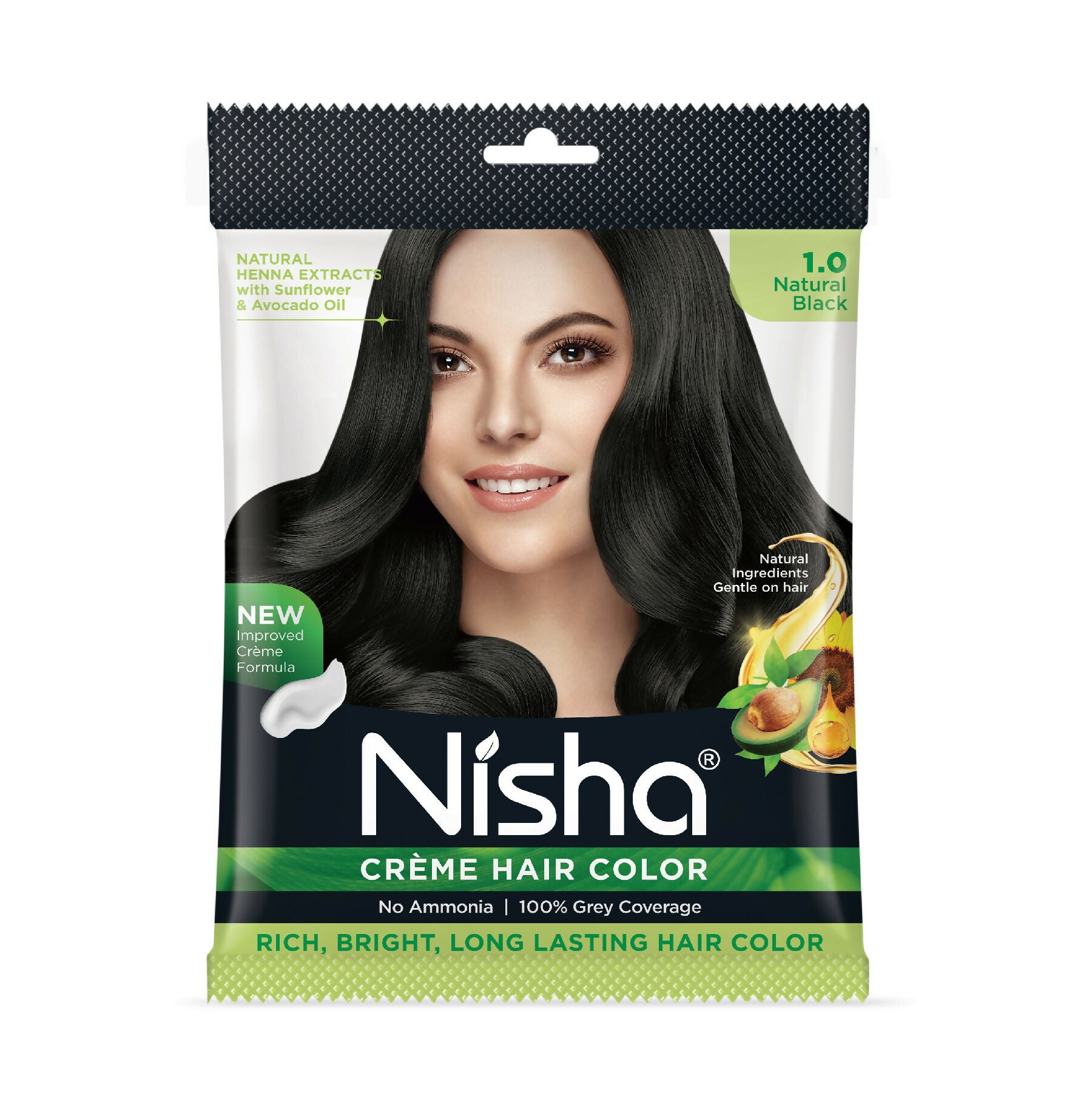 Nisha Creme Hair Color for Women - Natural Black - Distacart