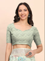 Thumbnail for Astita Linen Cotton Light Green Saree