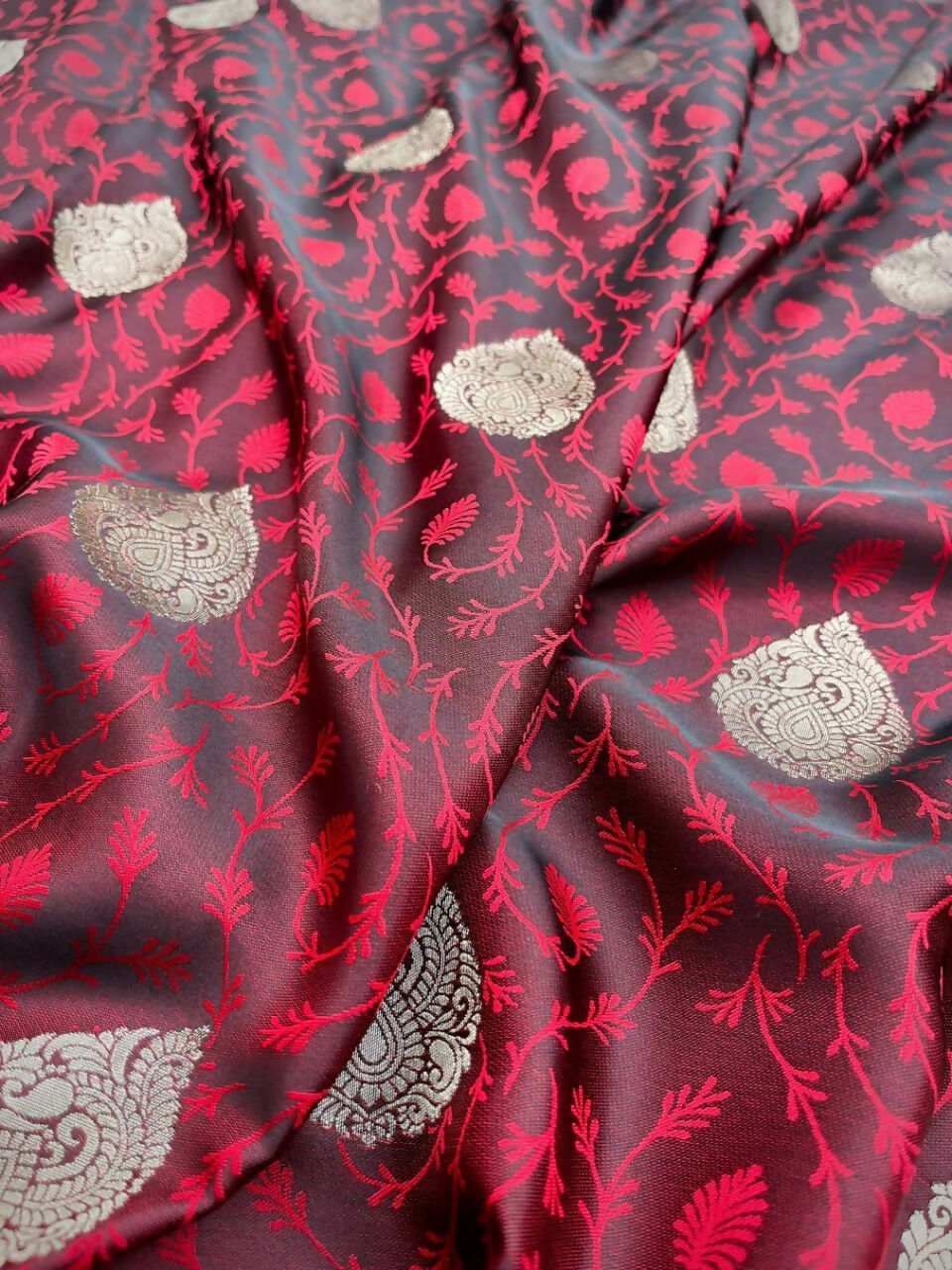 Preksha Creation Banarasi Soft Silk Women Red Saree - Distacart
