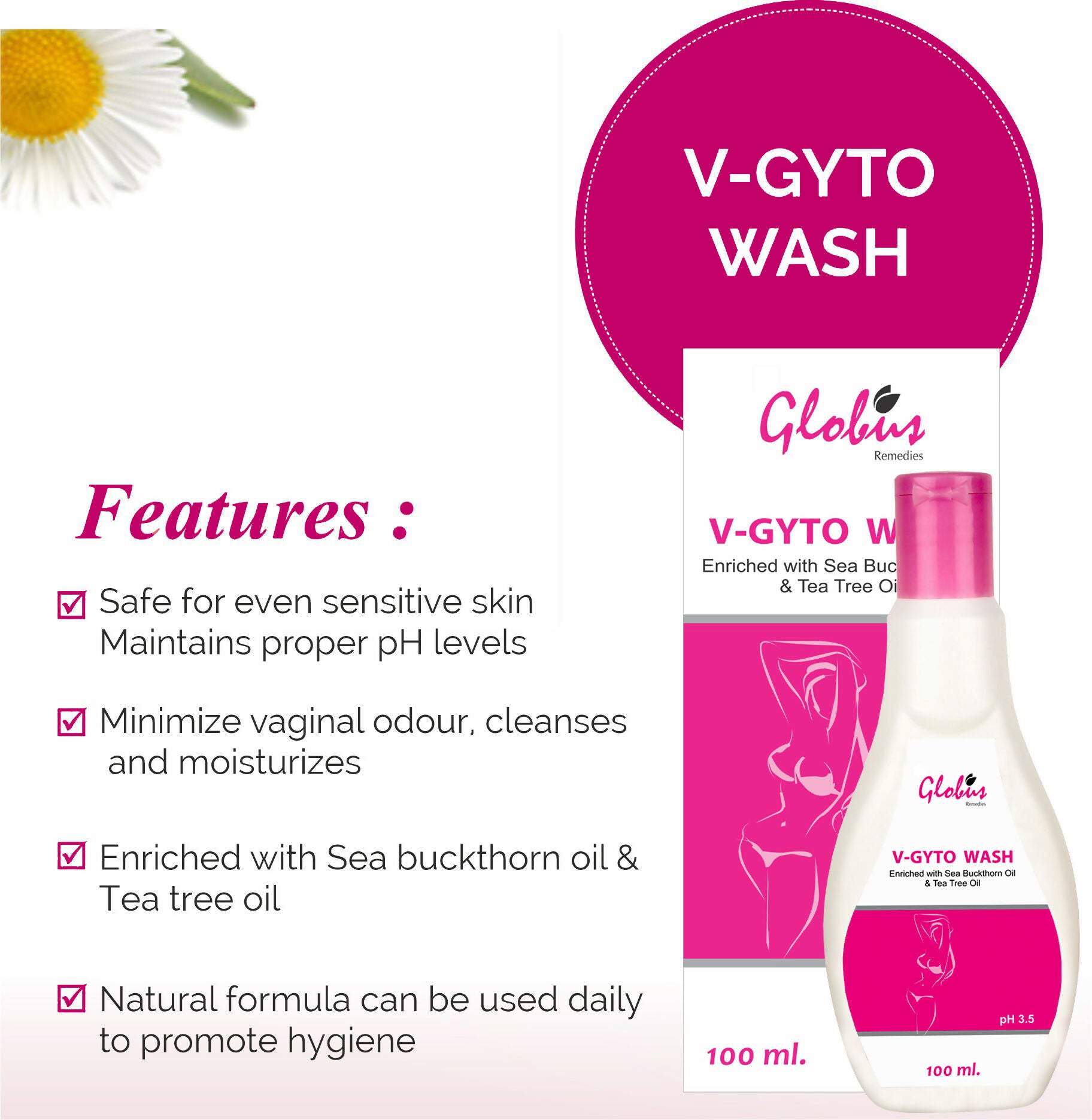 Globus Remedies V - Gyto wash enriched with Sea Buckthorn oil & Tea Tree oil