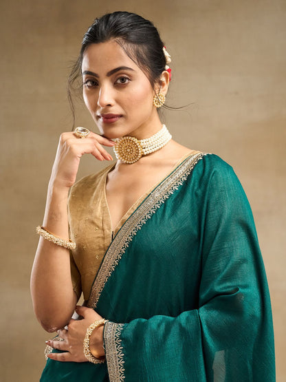 kasee Solid Embroidered Art Silk Saree - Distacart