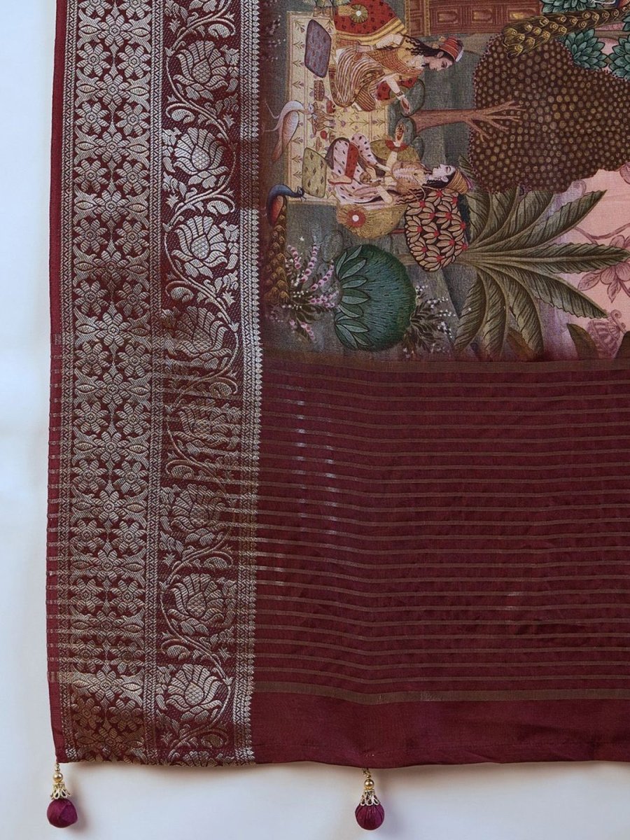 Anouk Kalamkari Zari Silk Blend Saree
