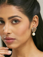 Thumbnail for Nuyug 22K Gold-Plated Elegant Zircon Stone Studded & Pearls Drop Stud Earrings