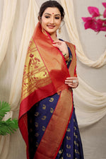 Thumbnail for Jyoti Fashion Women's Navy Blue Banarasi Silk Zari Woven Saree with Blouse - Distacart