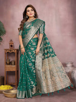 Thumbnail for Aastha Fashion Light Green Soft Organza Silk Weaving Saree - Distacart