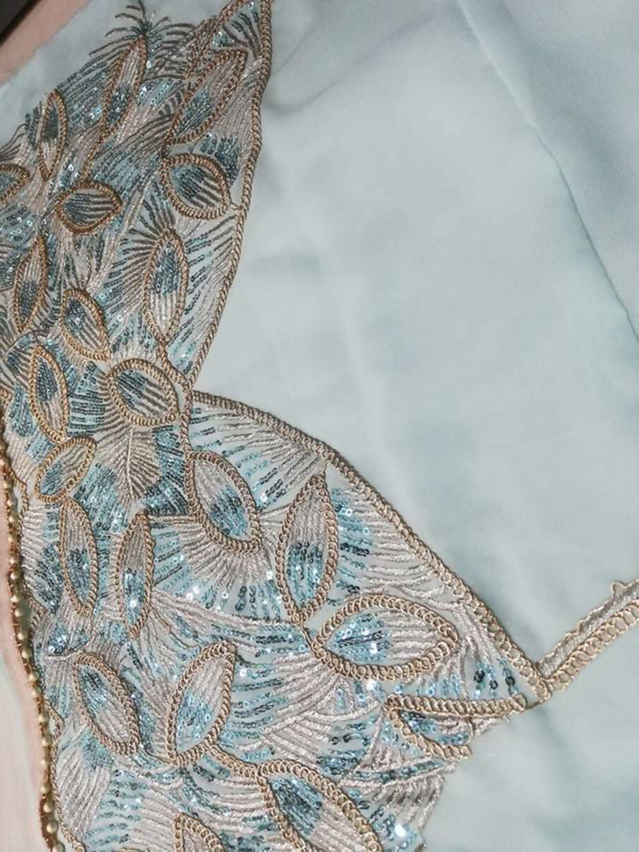 Jyoti Fashion Glamorous Turquoise Crush Work, Sequins, Zari with Dori Embroidered Faux Georgette Lehenga Choli with Dupatta - Distacart