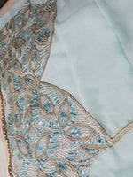 Thumbnail for Jyoti Fashion Glamorous Turquoise Crush Work, Sequins, Zari with Dori Embroidered Faux Georgette Lehenga Choli with Dupatta - Distacart