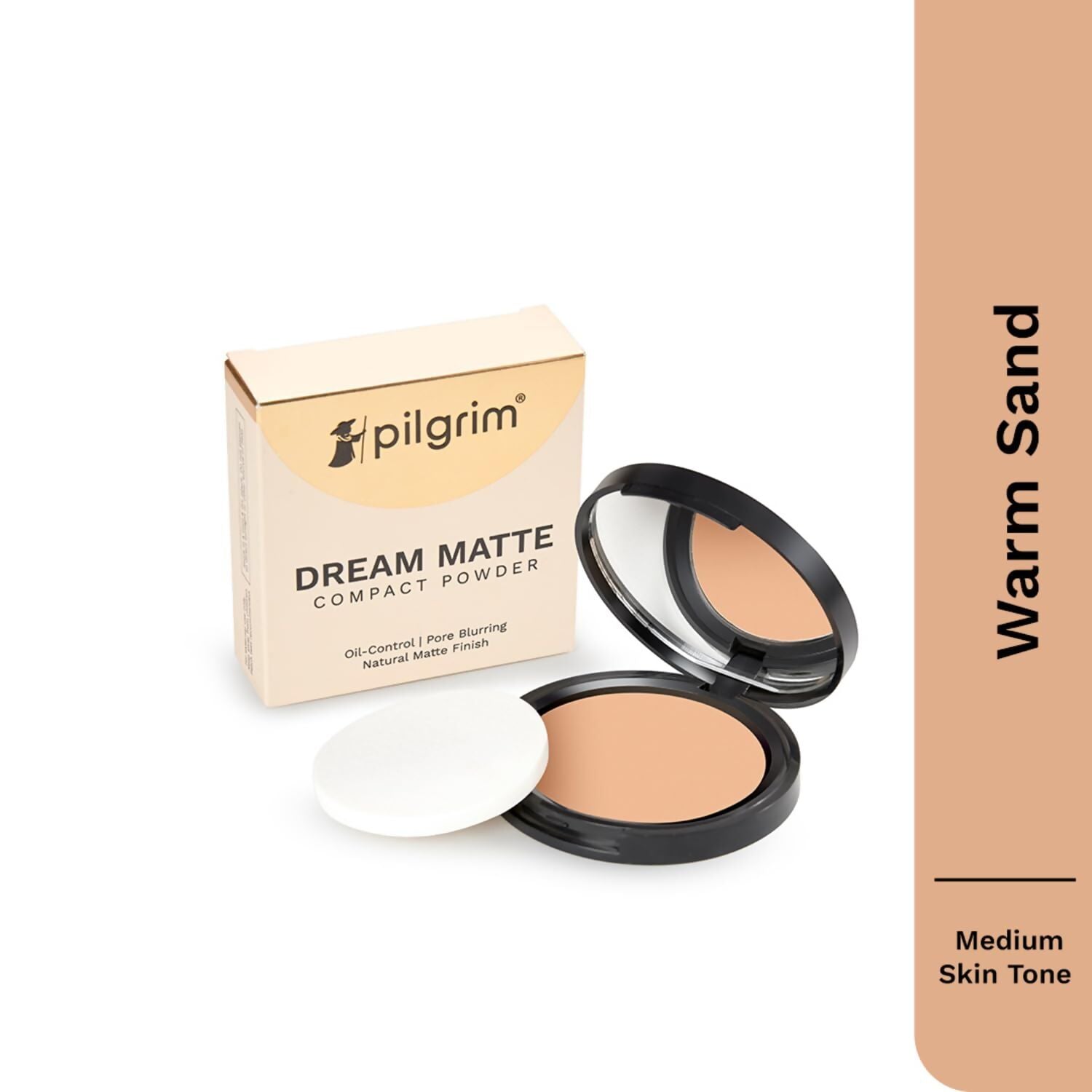 Pilgrim Warm Sand Matte Finish Compact Powder Absorbs Oil, Conceals & Gives Radiant Skin - Distacart