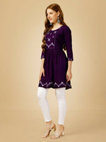 Thumbnail for Jyoti Fashion Women's Purple Viscose Rayon Embroidered Casual Top - Distacart