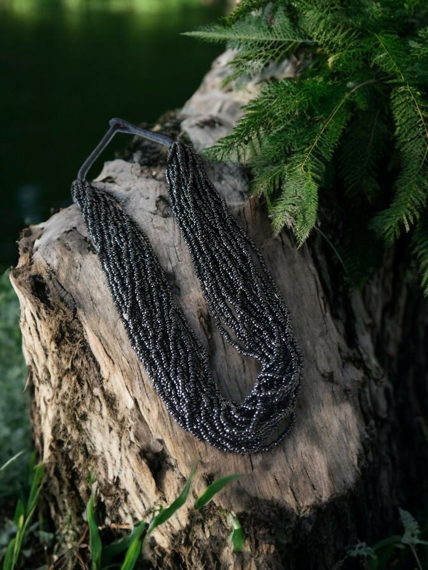 Inhanns Handmade Beaded Multilayer Necklace, 20 Layers - Black - Distacart