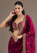 Thumbnail for Joban Fashion Red Frendy Satin Silk Party Wear Sarees - Distacart