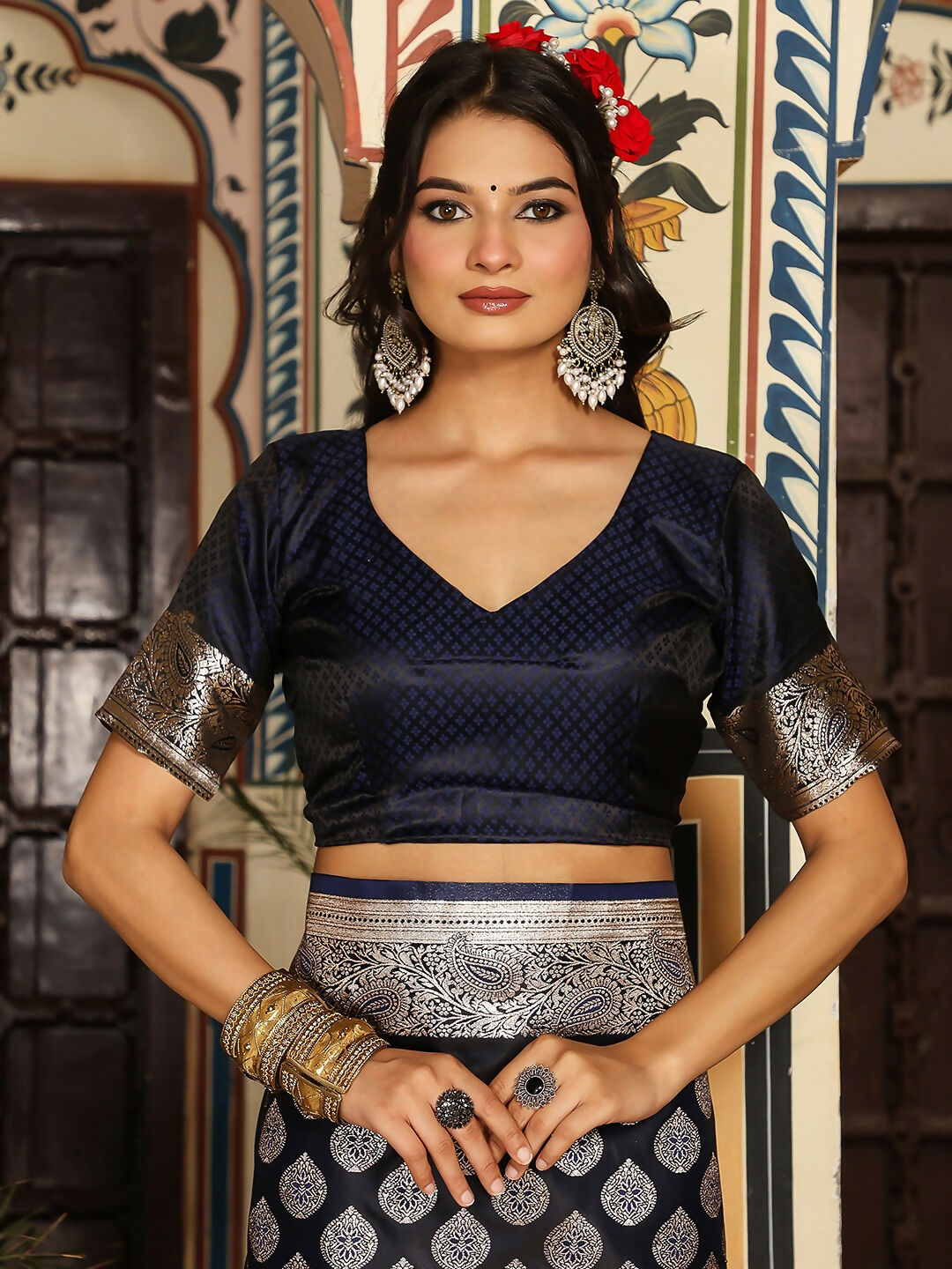 Astita Navy Blue Silk Saree