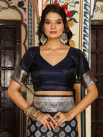 Thumbnail for Astita Navy Blue Silk Saree