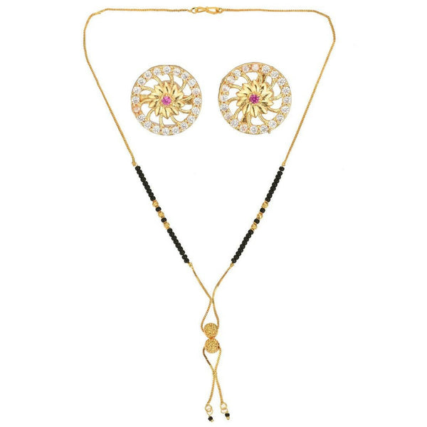 AanyaCentric Gold Plated Short Mangalsutra Set with Earrings - Distacart