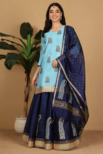 Thumbnail for Joban Fashion Turquoise Silk Lehenga Set