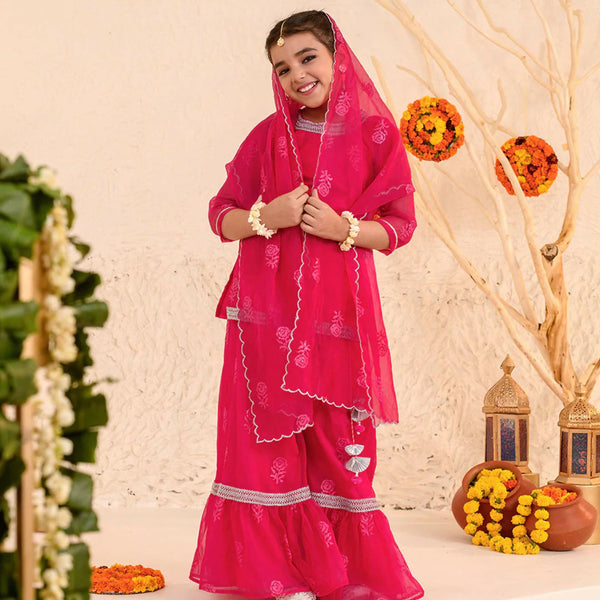 Joban Fashion Girl's Pink Color Sharara Set - Distacart