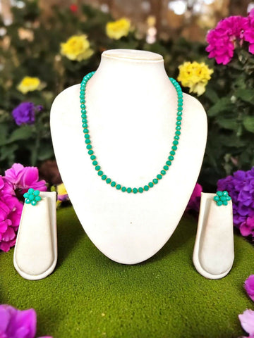 Inhanns Crystal Bloom – Single Line Necklace + Studs - Sea Green - Distacart