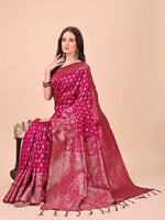 Thumbnail for Astita Lichi Silk Magenta Saree
