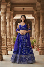 Thumbnail for Lehenga Mart Designer Indian Wedding Lehenga Choli-Blue - Distacart
