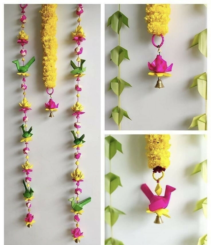 Shuddh Natural Hand Made Palm Leaf Fish & Lotus Hanging