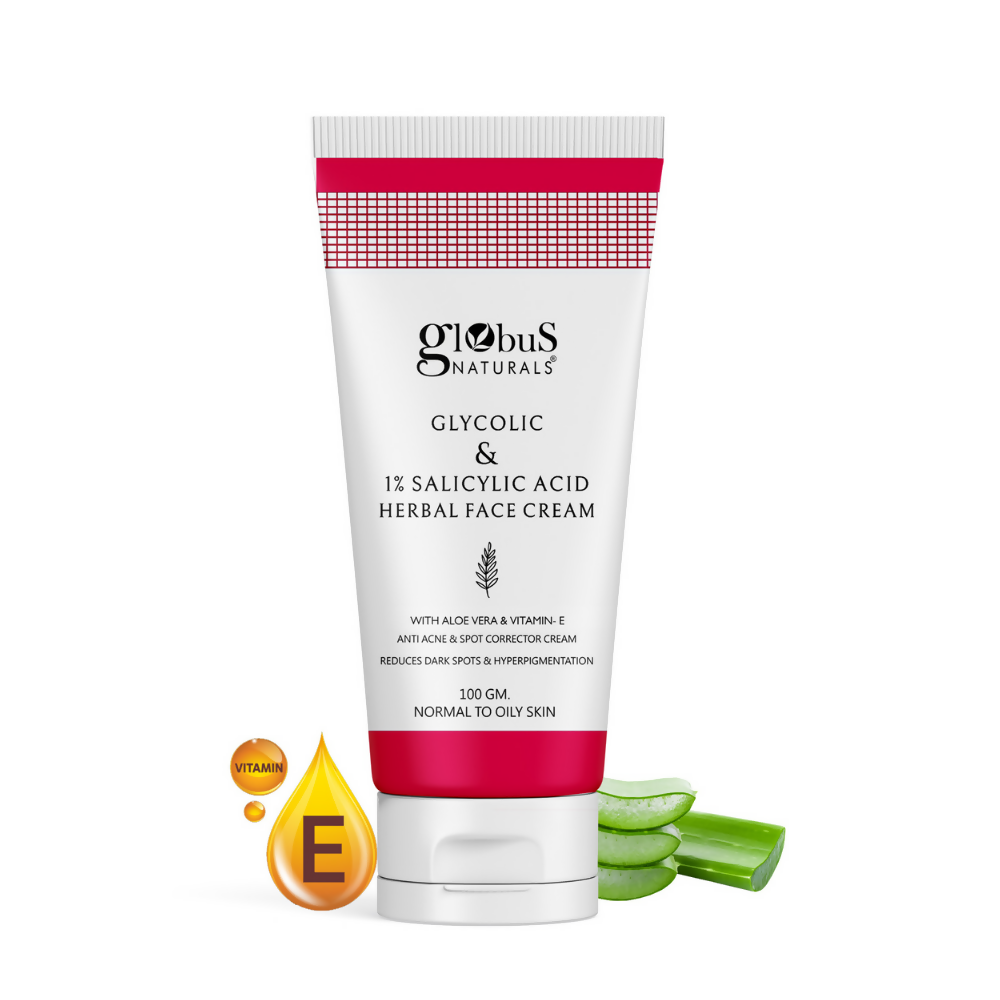Globus Naturals Glycolic & 1% Salicylic Acid Herbal Anti Acne Face Cream - Distacart