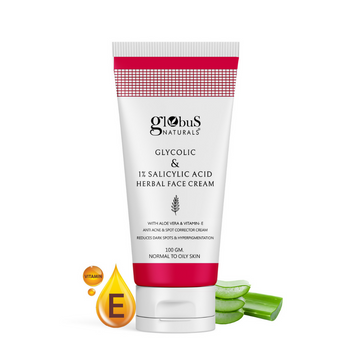 Globus Naturals Glycolic & 1% Salicylic Acid Herbal Anti Acne Face Cream - Distacart