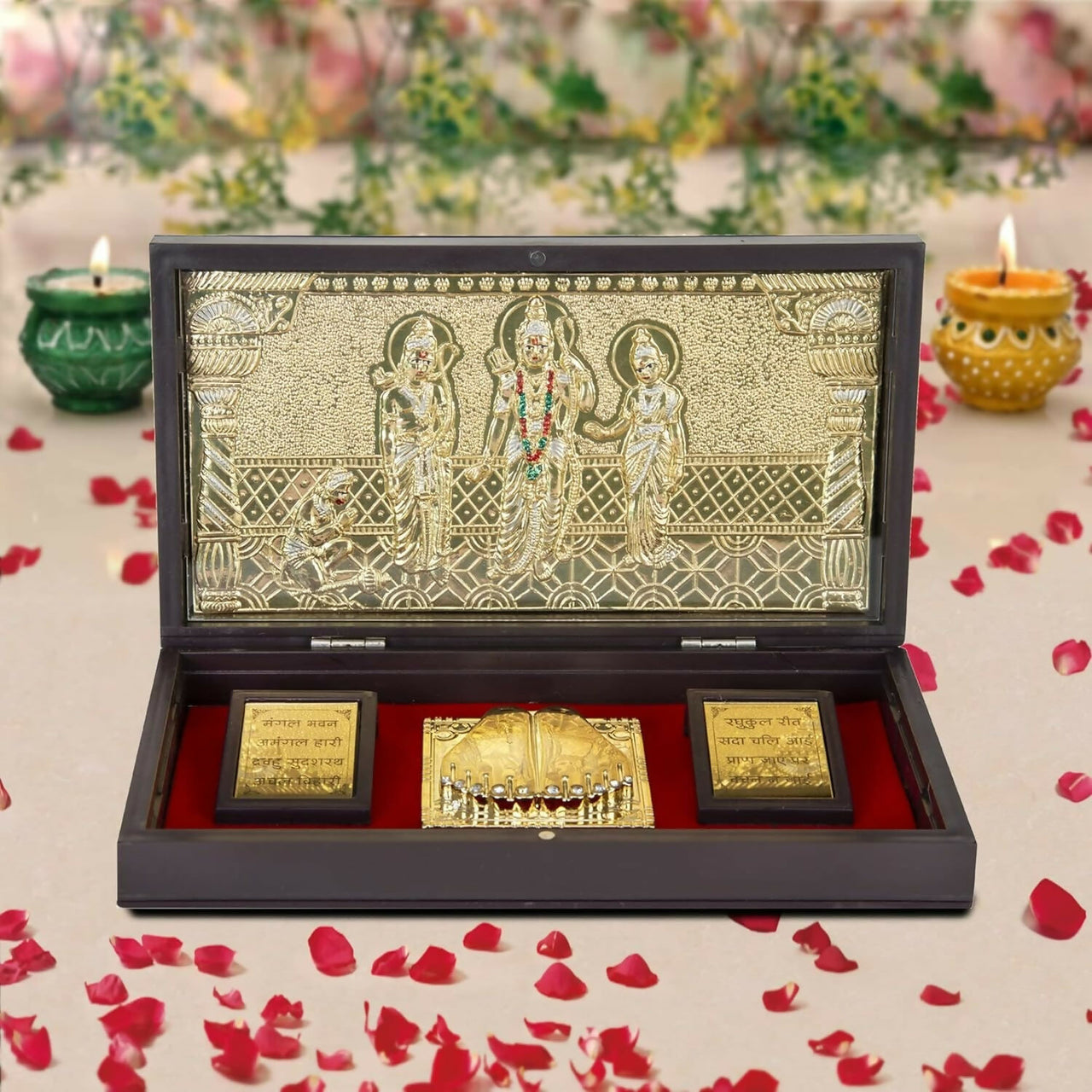 International Gift 24 Karat Gold Coated Ram Darbar God Idol With Charan Paduka - Distacart