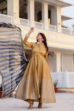 Thumbnail for Teeya Creation Multi Color Pure Banarasi Viscose Wedding Wear Long Gown - Distacart