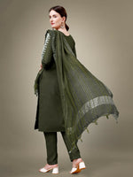 Thumbnail for Jyoti Fashion Women's Dark Green Cotton Blend Embroidery & Sequence work Kurta with Trouser & Dupatta - Distacart