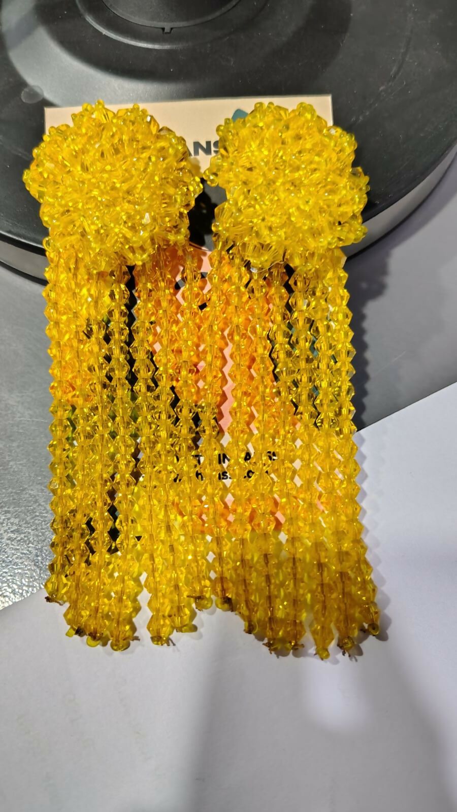 Inhanns Handmade Crystal Waterfall Earrings - Long - Yellow - Distacart