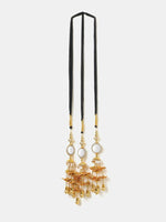 Thumbnail for Ruby Raang Gold Gota Pati Work And Threads With Pearls And Black Thread And Mirrors - Distacart