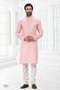 Raivat Ethnic Linen Cotton Thread Work Kurta Pajama In Pink Colour - Dista