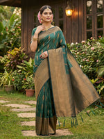 Thumbnail for Shree Shyam Fashion Green Silk Blend Saree - Distacart