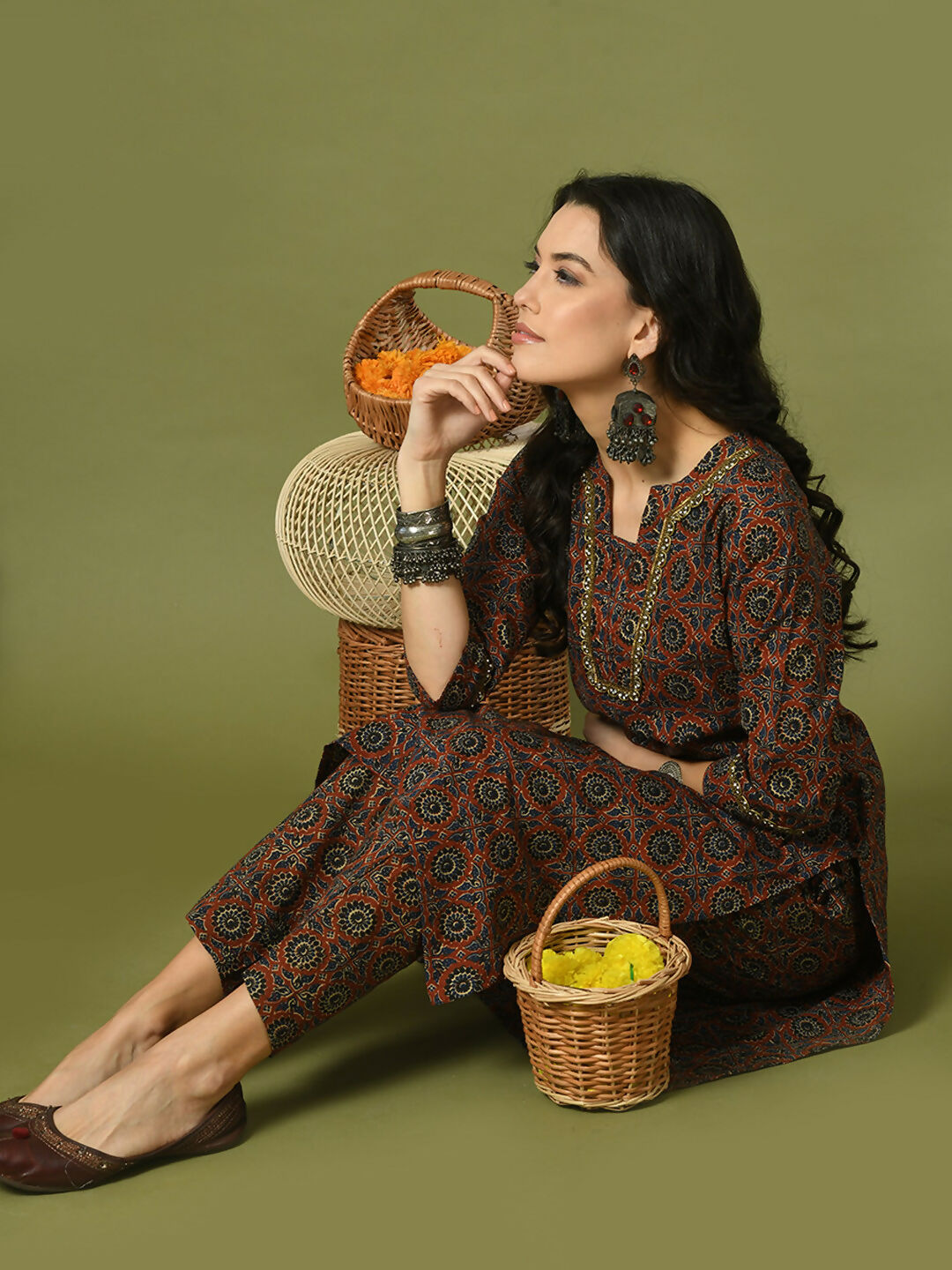 Myshka Women's Multi Printed Cotton Straight Party Kurta Set - Distacart