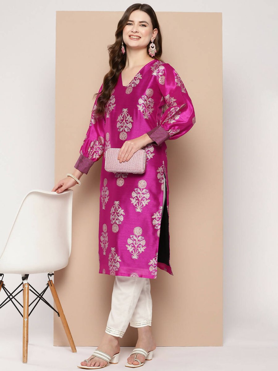 Ahalyaa Women's Traditional wear Kurta - Pink - Distacart