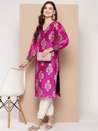 Ahalyaa Women's Traditional wear Kurta - Pink - Distacart
