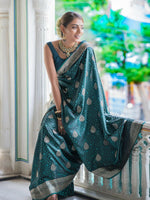 Thumbnail for Preksha Creation Banarasi Soft Silk Women Dark Blue Saree - Distacart