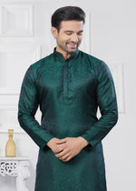 Thumbnail for Joban Fashion Men's Jacquard Silk Green Printed Kurta Pyjama set - Distacart