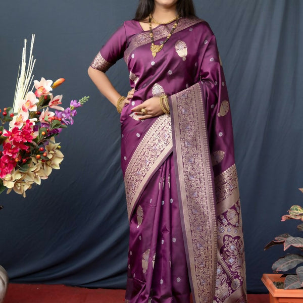 Jyoti Fashion Women's Wine Paithani Silk Zari Woven Saree with Blouse - Distacart