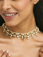 Thumbnail for Nuyug 22K Gold-Plated Kundan & Pearl Studded Matha Patti Head Jewellery