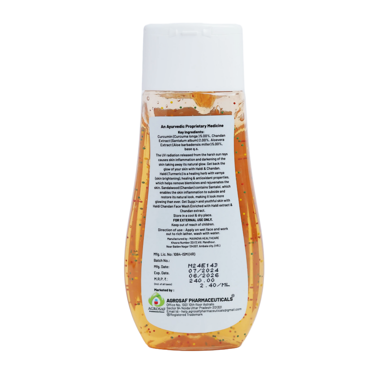 Agrosaf Haldi & Chandan Face Wash - Dista