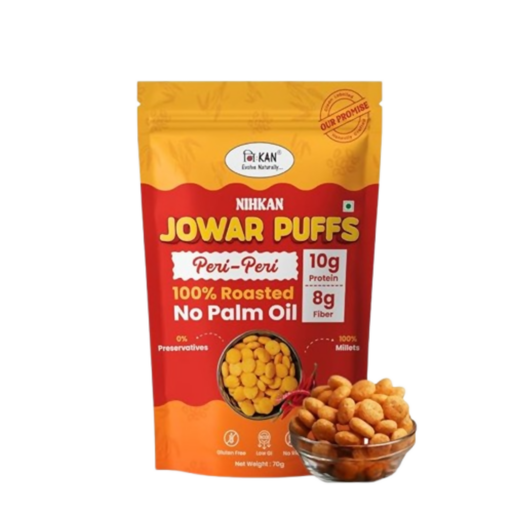 NIHKAN Roasted High Protein Jowar Puffs - Peri-Peri Flavour