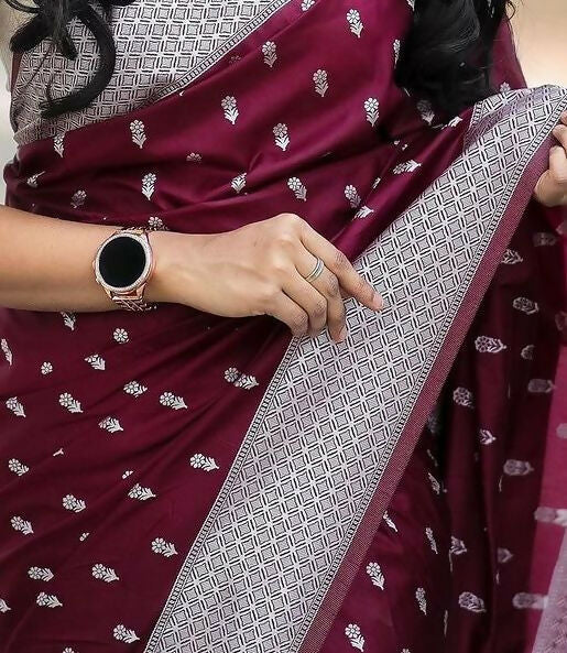 Preksha Creation Banarasi Women Brown Saree With Zari Work - Distacart