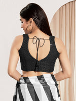 Thumbnail for Joban Fashion Black Sequin Padded Blouse With V Neck Sleeveless - Distacart
