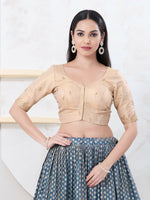 Thumbnail for Joban Fashion Light-Gold Shimmer Elbow Sleeveless Front Open Blouse