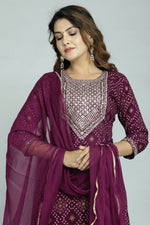 Thumbnail for Alvano Women's Attractive And Stylish Rayon A Line Kurta With Pant And Dupatta - Distacart