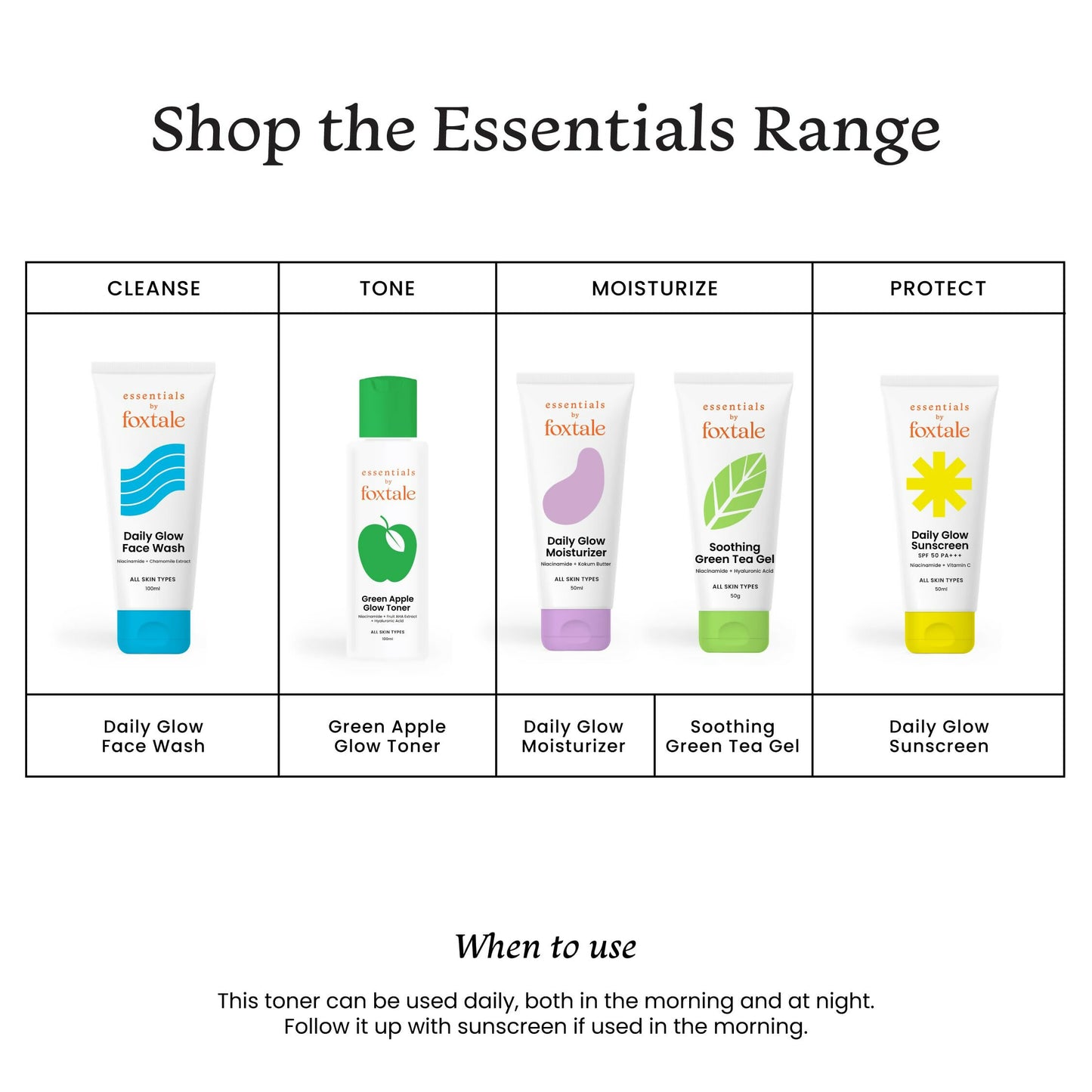 Foxtale Essentials Daily Green Apple Glow Toner with Niacinamide - Distacart